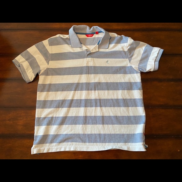 IZOD 2XL Wide Blue Stripe Polo - Picture 2 of 3